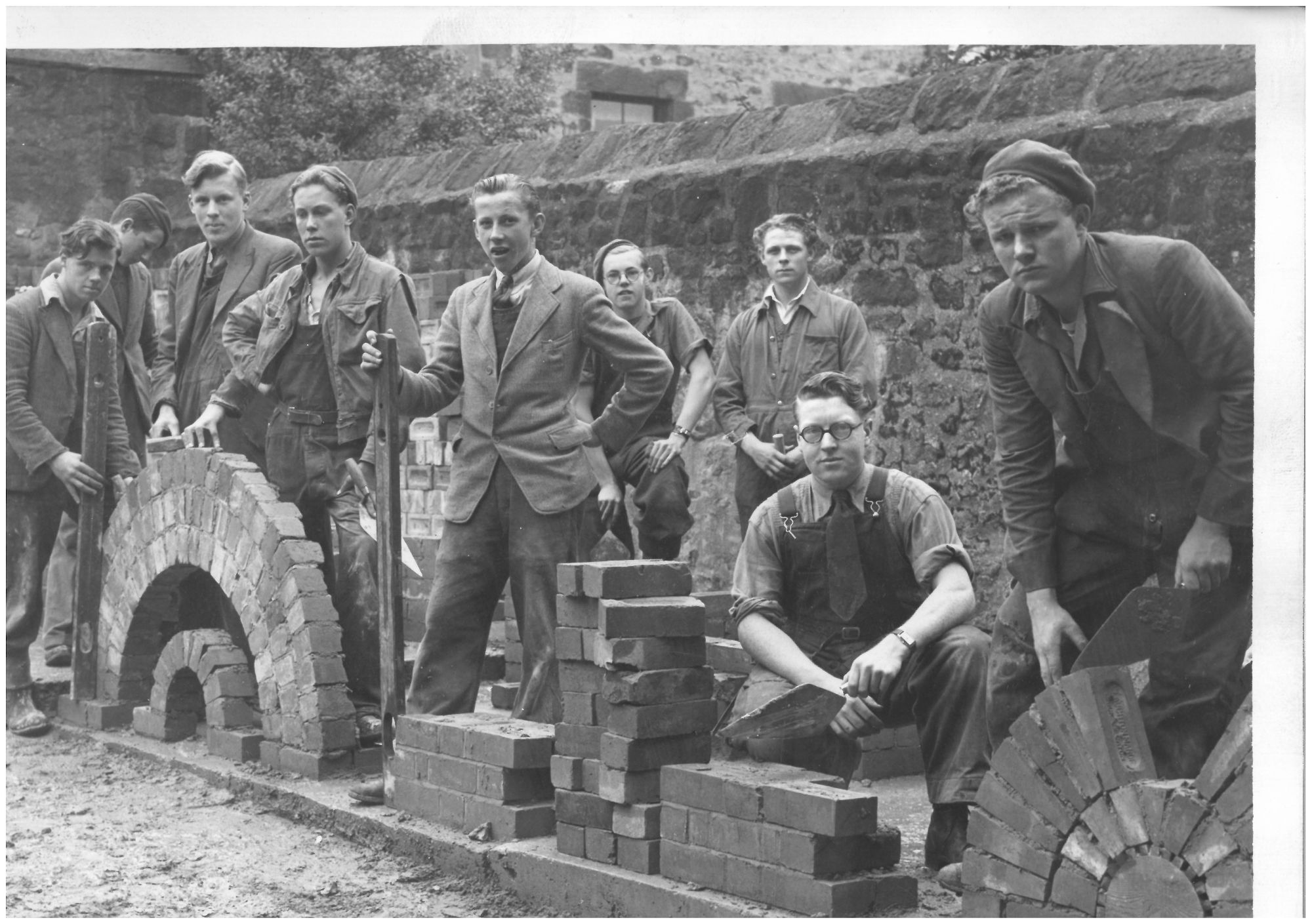 Construction workers working with building materials
